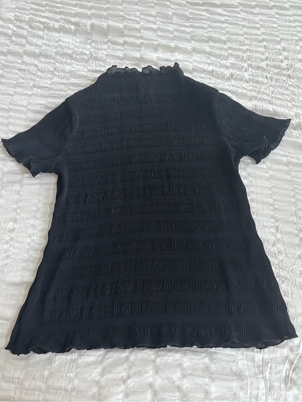 Weekday Black Short Sleeve Textured Top